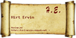 Hirt Ervin névjegykártya